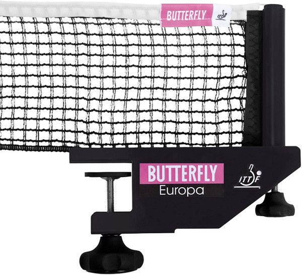Butterfly Europa Nest Set Included With Butterfly Centrefold 25 Table Tennis Table, ITTF Approved Net Set For International Tournaments, Adjustable Height Knob, Screw-Up Clamp Fits Upto 1.5" Tables